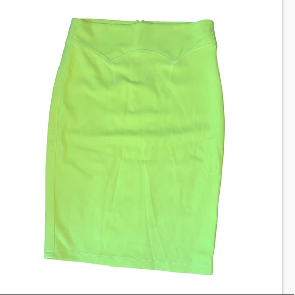 π McQ Alexander McQueen NWOT Lime Green Bodycon Contour Skirt Small π - Picture 1 of 12